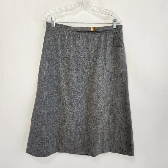 Vintage SUMMIT SPORTWEAR Minimalist Academia Wool Blend Gray Midi Skirt Size 10. - Picture 4 of 16